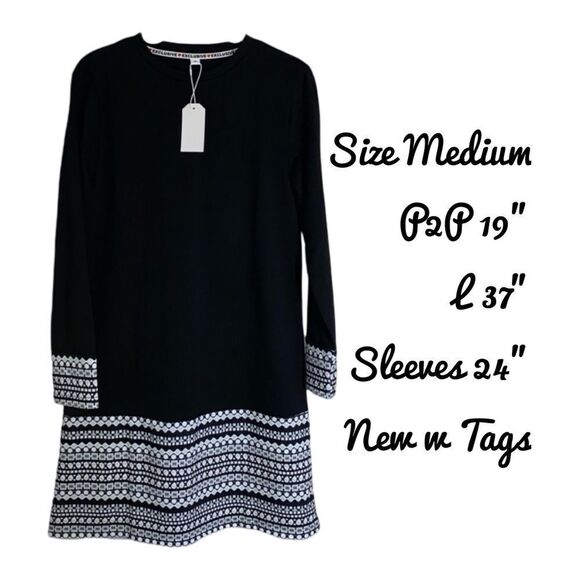 Exclusive Black and White Geometric Shift Dress Medium - Picture 5 of 9